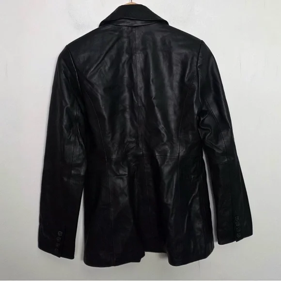 Reformation Veda Black Bowery Leather Blazer Jacket Size Medium - Picture 3 of 8